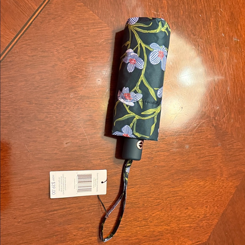 Vera Bradley Black and Green Floral Umbrella Charlotte Stems - Picture 4 of 4